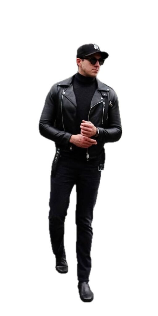Leather Biker Jacket with Trousers